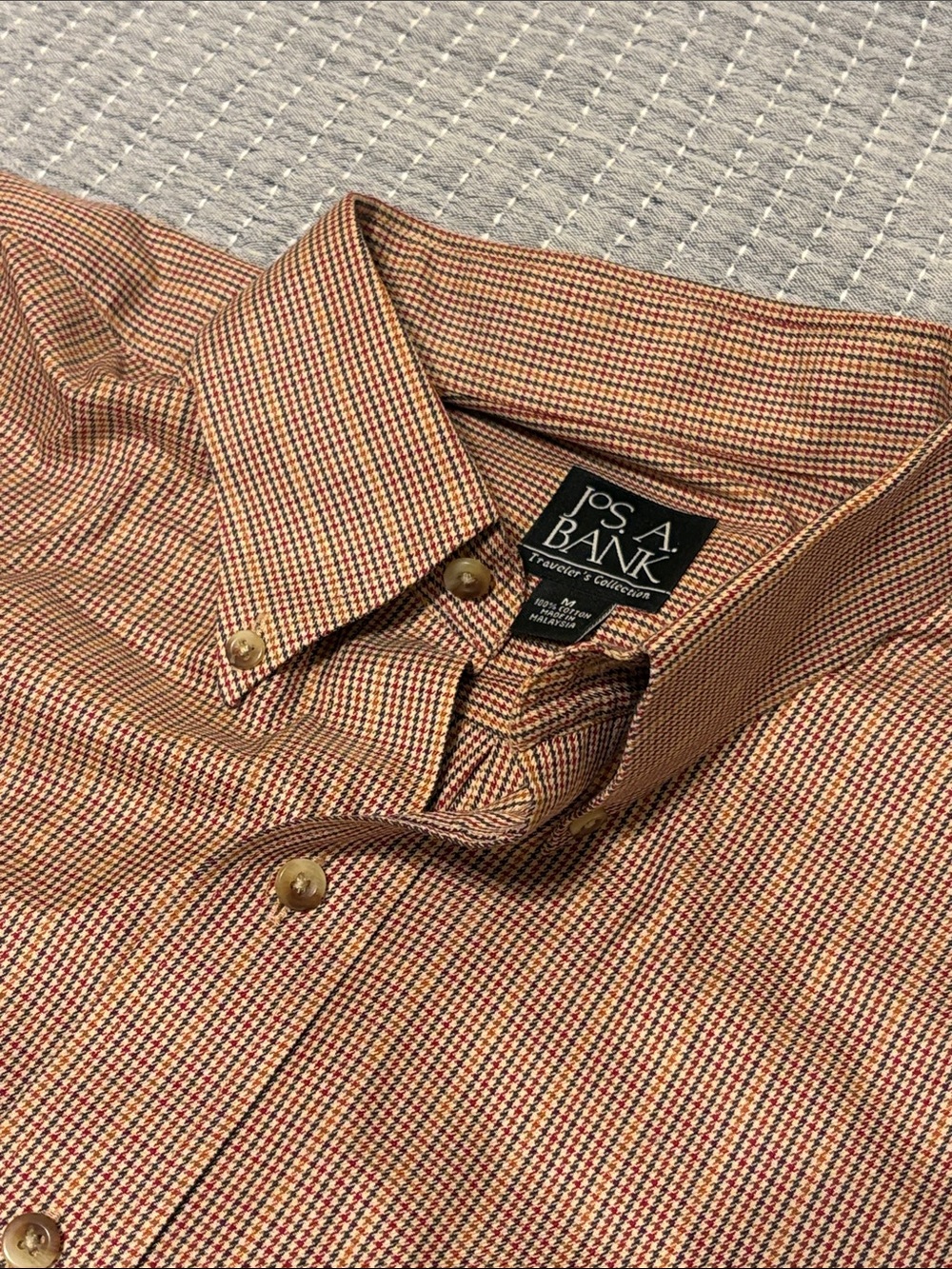 Jos. A. Bank Men's Rust Plaid Button-Down Dress Shirt